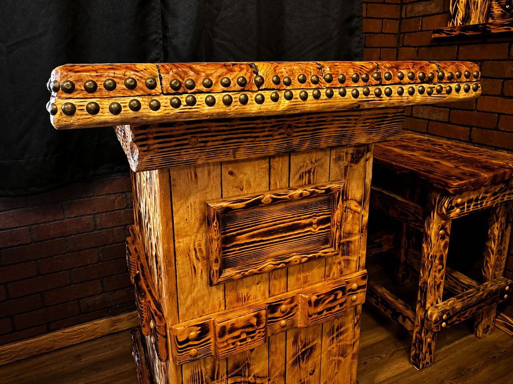 Completed rustic tavern-inspired ADU interior