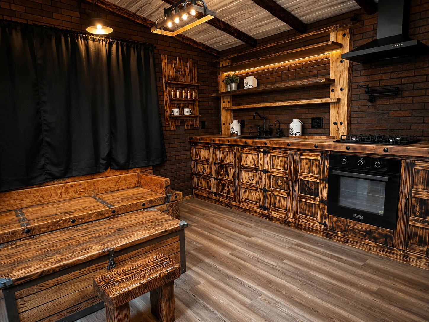 Custom rustic kitchen millwork and cabinetry